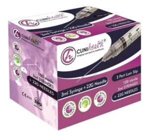 Syringe 3ml plus 22g needle Clinihealth – 100s