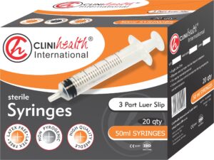 Syringe 50ml 3 Part L/Slip 25s CliniHealth